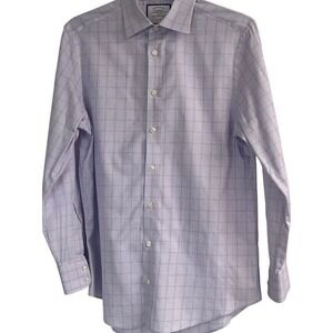 Charles Tyrwhitt Slim Fit London Lavender‎ Stripe Long Sleeve Shirt 15 1/2x33